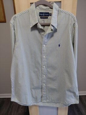 Ralph Lauren Men's Yellow, Blue, Purple Custom Fit 100% Cotton Pinpoint Oxford